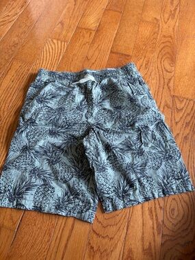 Old Navy Olive Pineapple-Print Drawstring Shorts with Black Accents